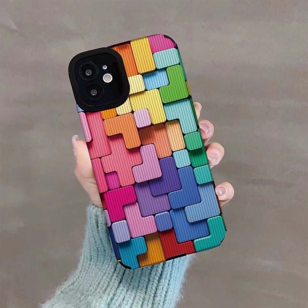 Ốp Điện Thoại Silicon TPU Mềm Chống Sốc Họa Tiết Khối Xây Dựng Cho Iphone 14 Plus 13 Pro Max 12 11 X Xs Xr 8 7 Plus