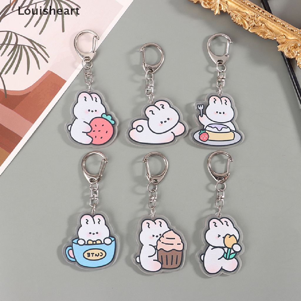 Louisheart Móc Khóa Hình Thỏ Trắng Bằng Acrylic Dễ Thương