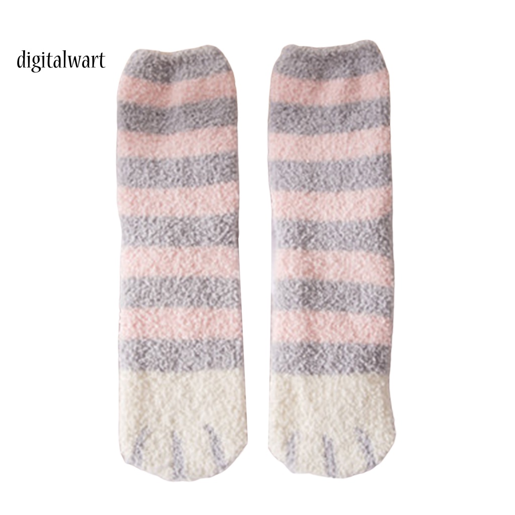 Kỹ Thuật Số| 1 Đôi Vớ Ngủ Giữ Ấm Mềm Mại Co Giãn In Hình Chân Mèo Dễ Thương