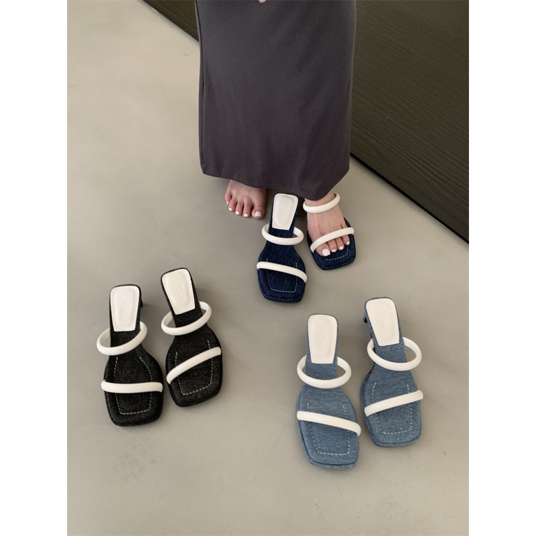 Sandal Cao Gót Mũi Vuông Thiết Kế Mới Thời Trang Mùa Hè 2023 Dành Cho Nữ