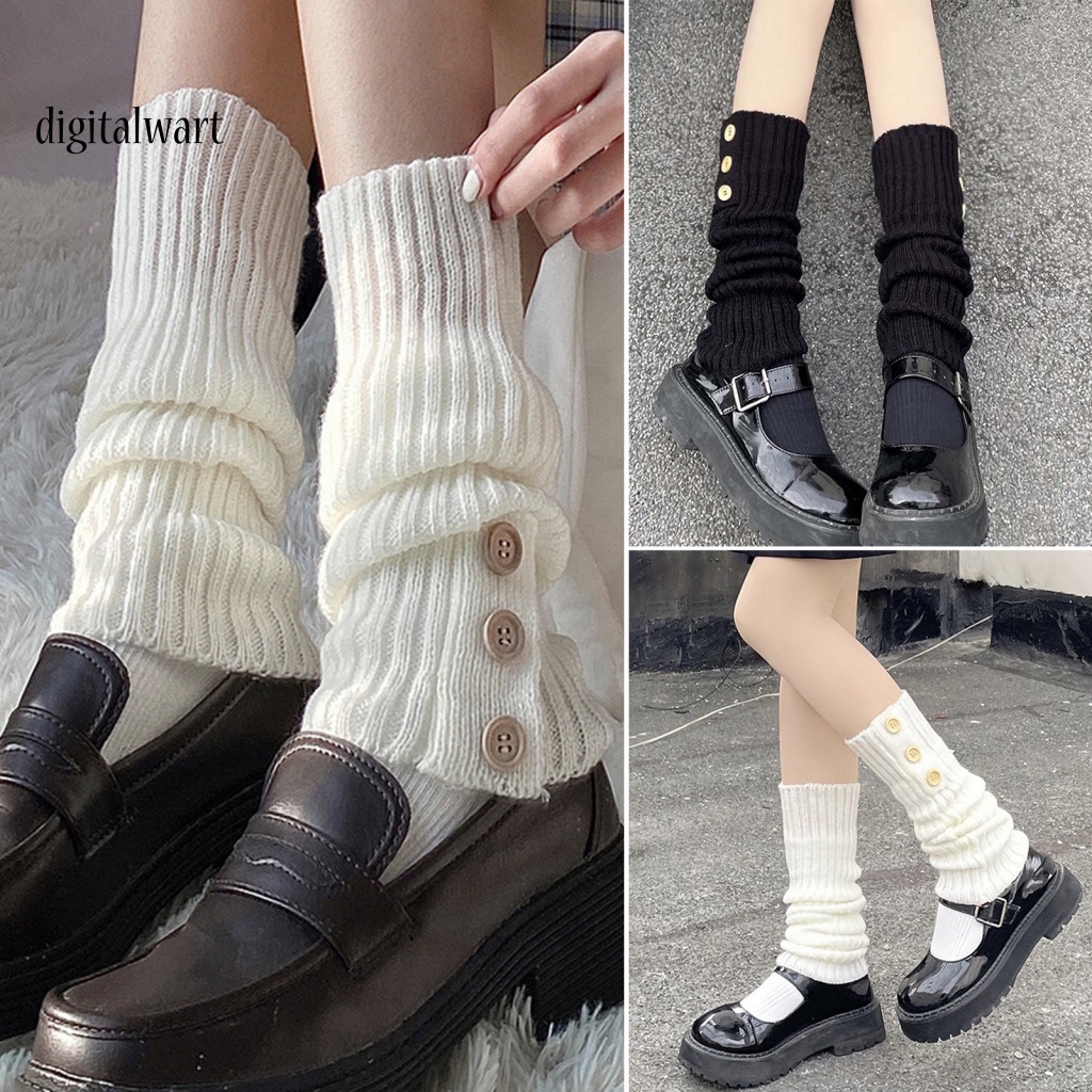 Kỹ Thuật Số| 1 Cặp Khuy Măng Sét Dệt Kim Dày Co Giãn Giữ Ấm Chân Phong Cách Nhật Bản Ngọt Ngào Cho Nữ