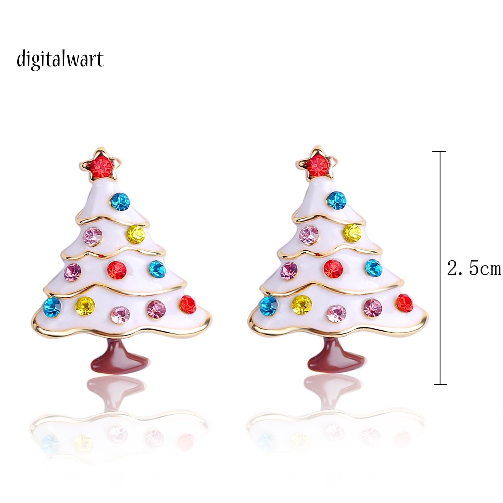 Kỹ Thuật Số| Bông Tai Hợp Kim Hình Cây Thông Đính Đá Thời Trang Giáng Sinh Cho Nữ