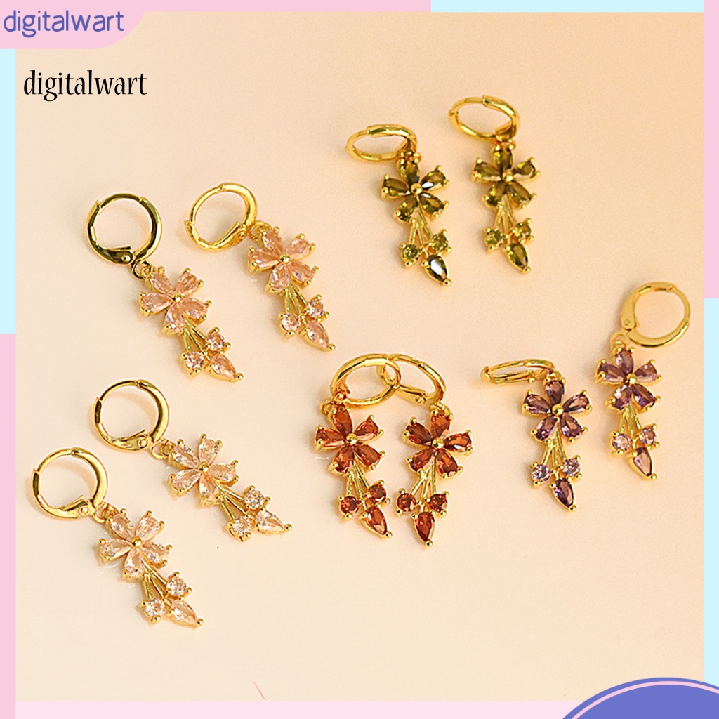 Kỹ Thuật Số| 1 Đôi Bông Tai Tròn Đính Đá Zircon Bằng Đồng Tinh Xảo Quyến Rũ Dành Cho Cuộc Sống Hàng Ngày