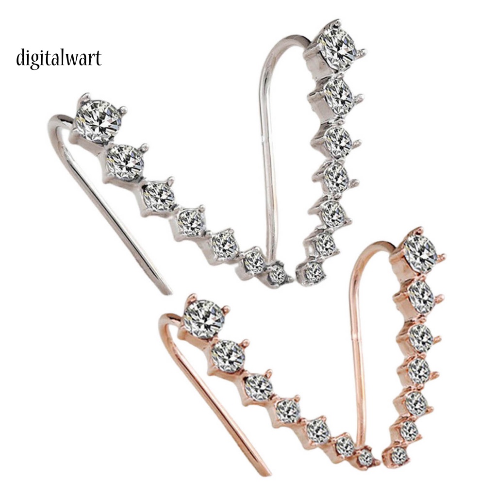 Kỹ Thuật Số| 1 Đôi Bông Tai Chữ C Đính Đá Sáng Bóng Phong Cách Hàn Quốc Dành Cho Nữ