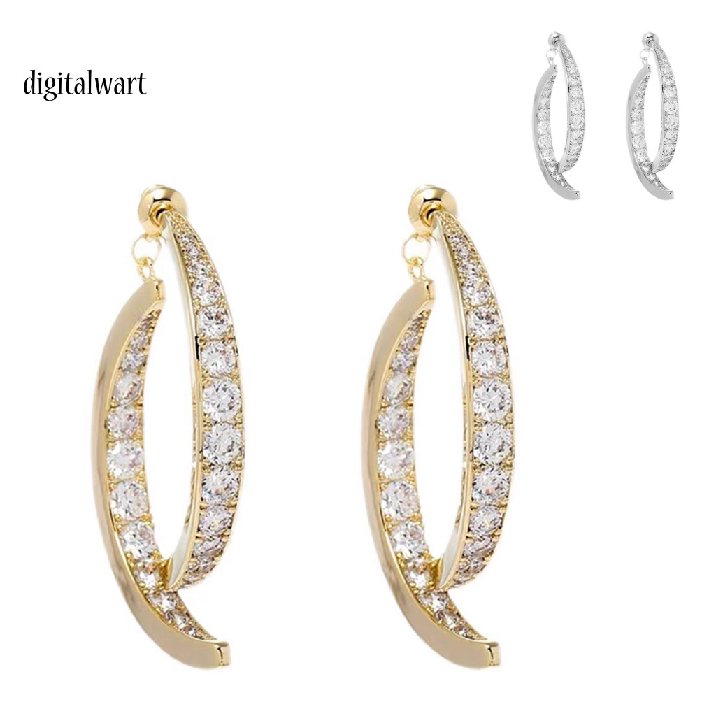 Kỹ Thuật Số| 1 Đôi Bông Tai Cong Hình Thánh Giá Lấp Lánh Trọng Lượng Nhẹ