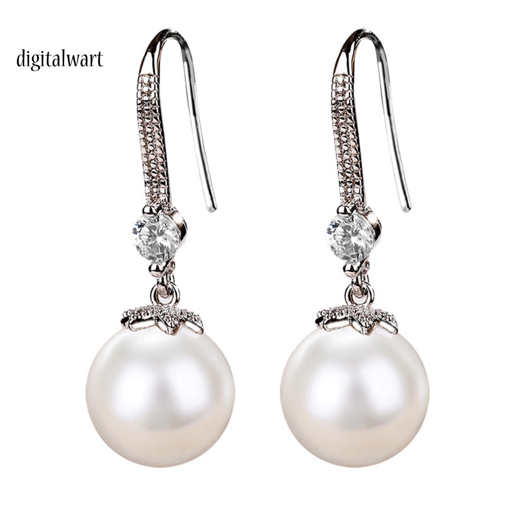 Kỹ Thuật Số| 1 Đôi Bông Tai Móc Đính Ngọc Trai Giả Lấp Lánh Thời Trang Dự Tiệc