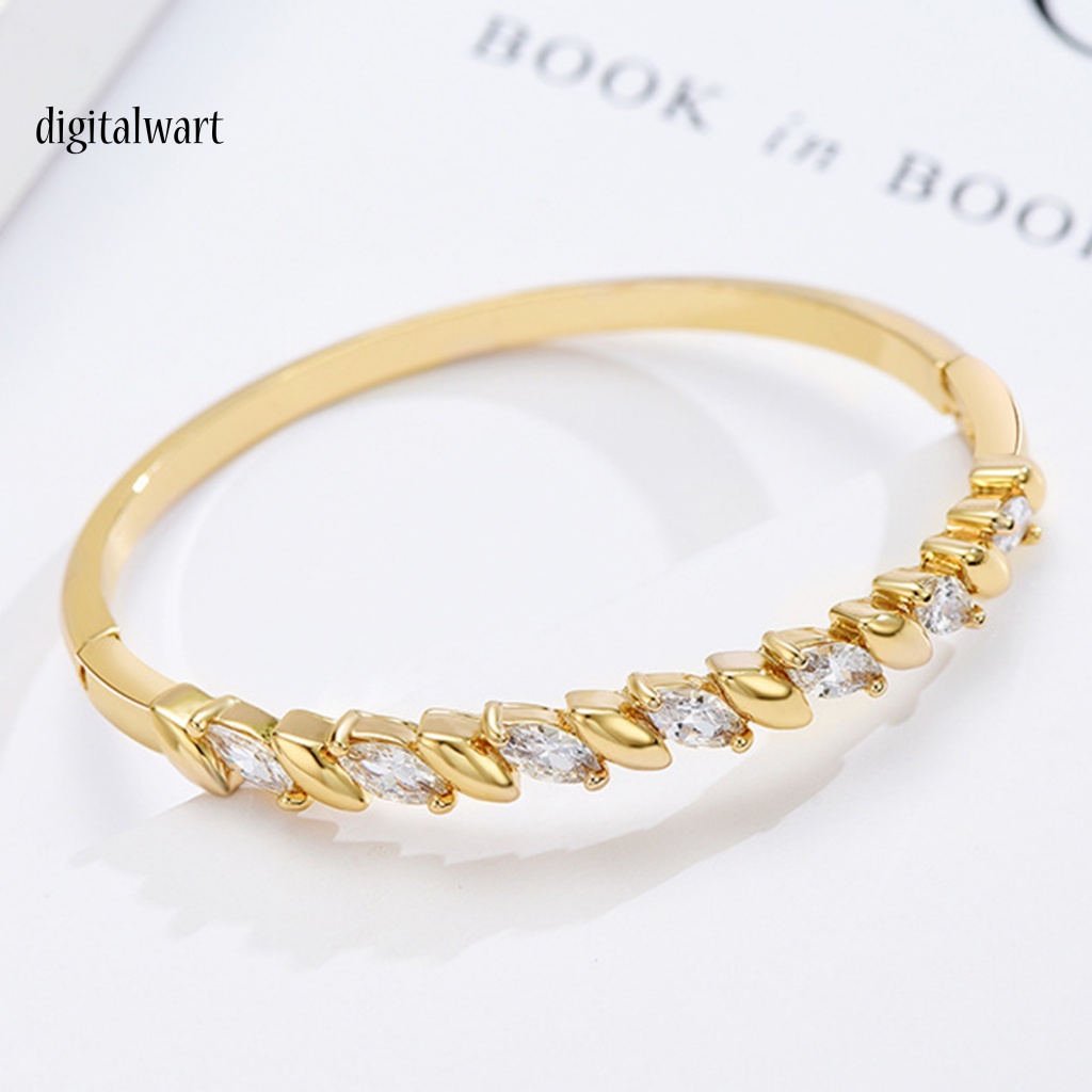 Kỹ Thuật Số| Vòng Tay Đính Đá Hình Chiếc Lá Thời Trang Cho Nữ