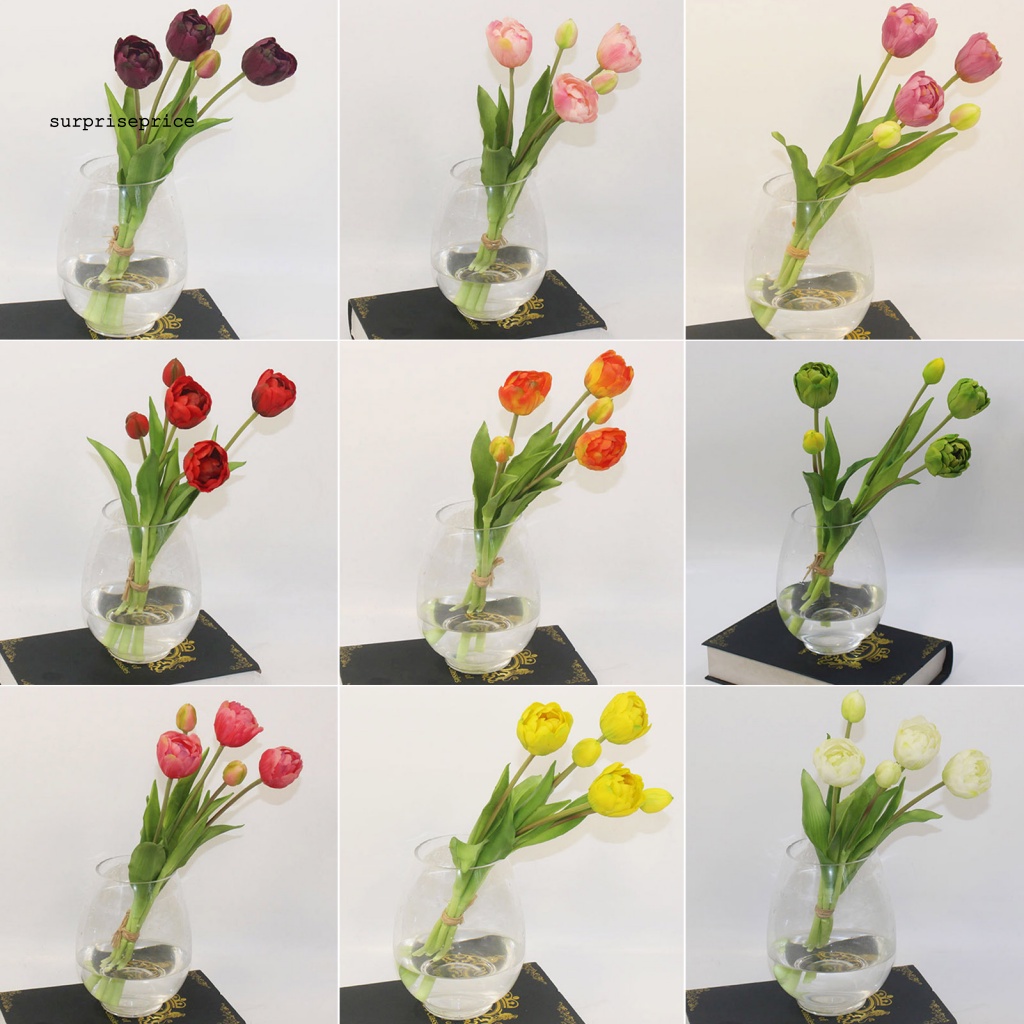 1 Bó Hoa Tulip Nhân Tạo Bằng Nhựa PVC Không Cần Khoan Lỗ Dùng Trang Trí Nhà Cửa