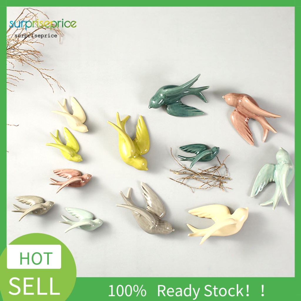 Phụ Kiện Treo Tường Trang Trí Hình Chú Chim 3D Bằng Gốm