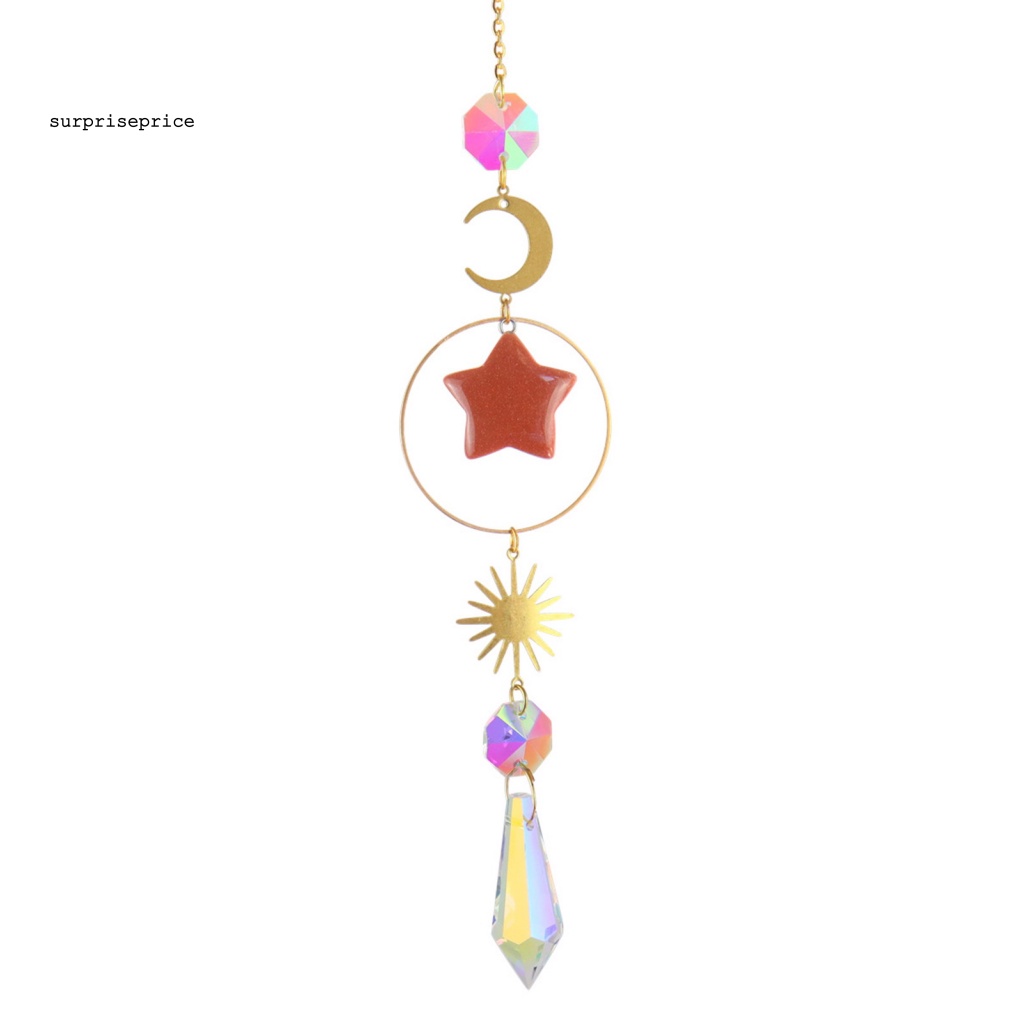 Dreamcatcher Hình Mặt Trời / Ngôi Sao / Mặt Trăng Màu Cầu Vồng Lấp Lánh Treo Trang Trí Sân Vườn