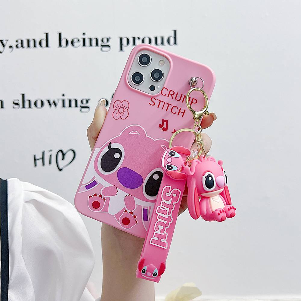 Ốp Điện Thoại Hình Stitch Có Móc Khóa Cho iPhone 7 8 Plus SE 2020 X XS Max XR 11 12 13 14 Pro Max