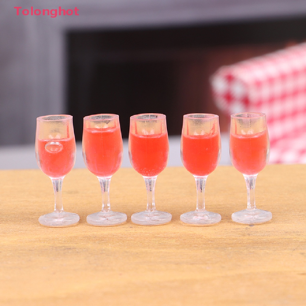 Bộ 5 Ly Rượu Mini Tỉ Lệ 1 / 12 Dùng Trang Trí Nhà Búp Bê