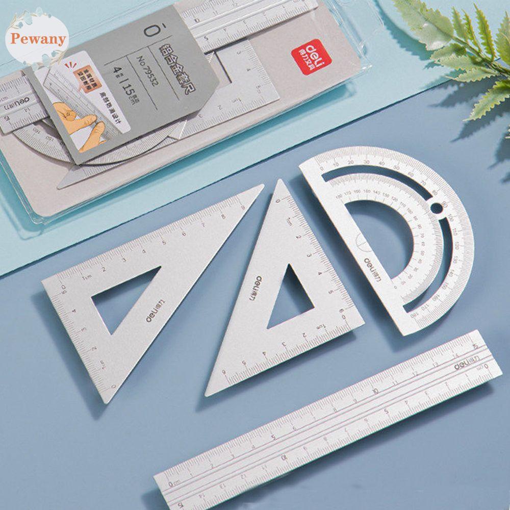 Bộ Thước Kẻ Bằng Nhôm Hình Tam Giác Đa Chức Năng Tiện Dụng Cho Học Sinh