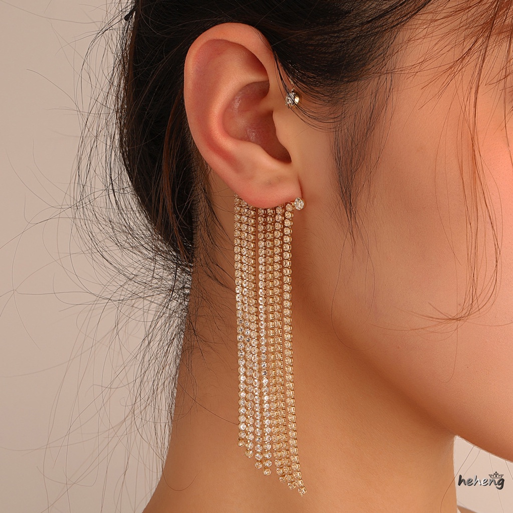 Khuyên Vành Tai Chữ C Đính Đá Lấp Lánh Thời Trang