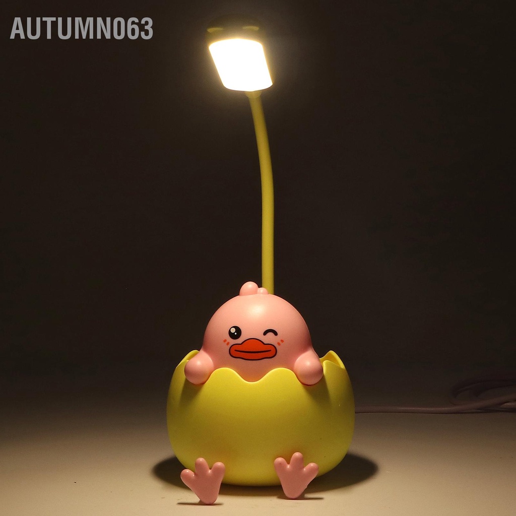Autumn063 Đèn Trẻ Em Dễ Thương Có Giá Đỡ Bút Hình Dáng Sạc USB Bảo Vệ Mắt LED Để Bàn Cổ Thể Điều Chỉnh Được