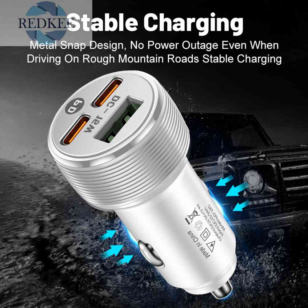 Tẩu Sạc Trên Ô Tô 3 Cổng USB PD Type-C 5V 3A Cho iPhone 14 Pro