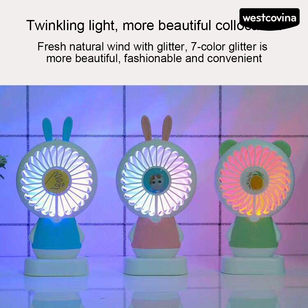 W🅢Quạt Làm Mát Mini Sạc Cổng USB 3 Tốc Độ Có Đèn LED Hình Gấu Dễ Thương