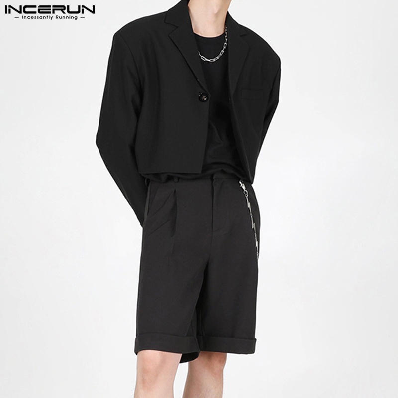 INCERUN Bộ Quần Áo Màu Trơn Thời Trang Đơn Giản Cho Nam