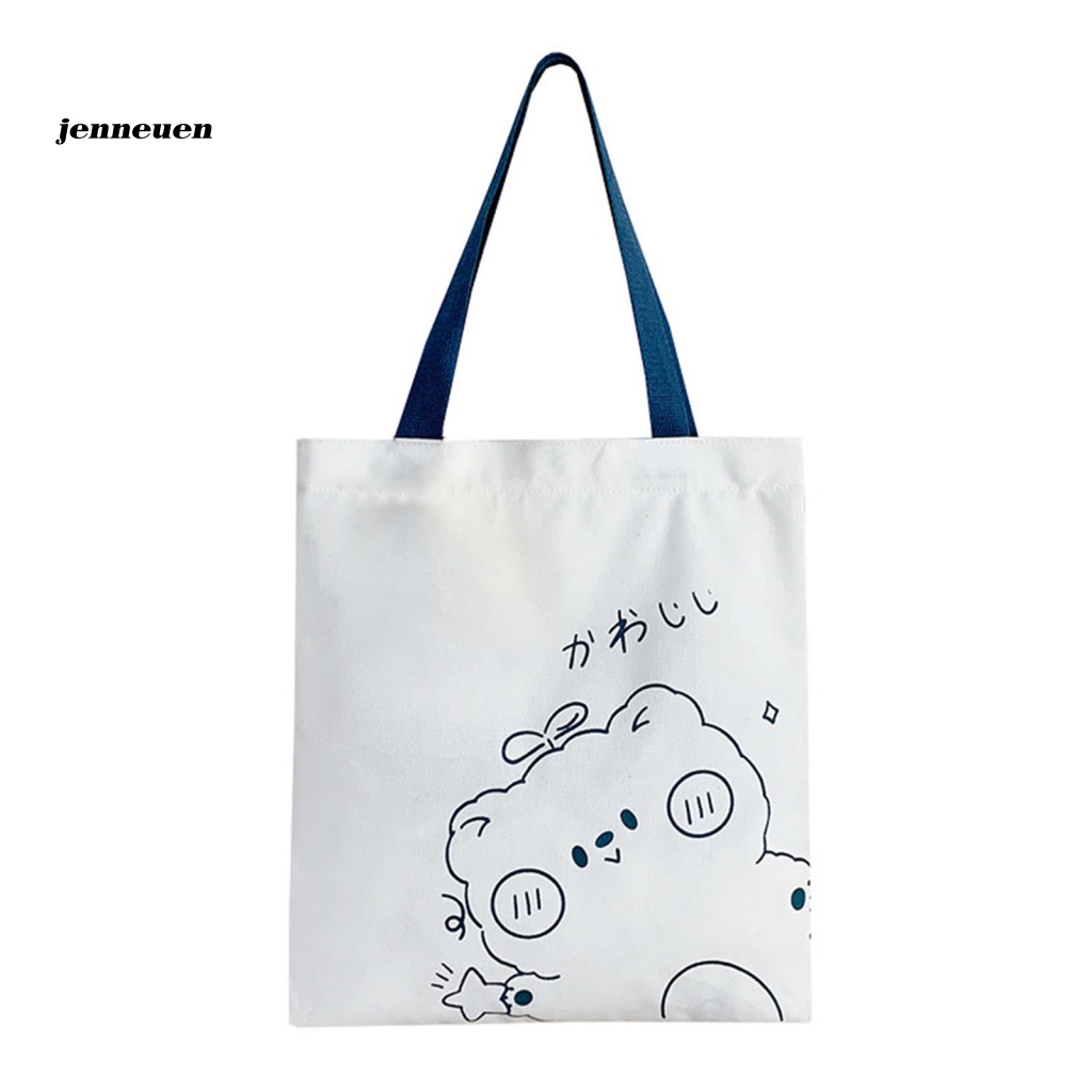 Túi Tote Vải Canvas Cỡ Lớn In Họa Tiết Chú Gấu Dễ Thương Chống Mài Mòn Tiện Dụng Mang Theo Du Lịch