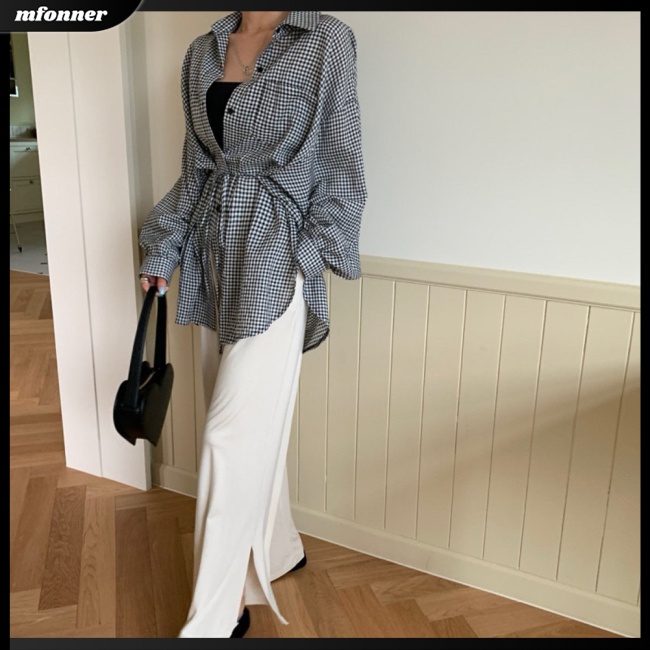 Áo Sơ Mi Caro Tay Dài Dáng Rộng Trẻ Trung Hợp Thời Trang Cho Bạn Gái