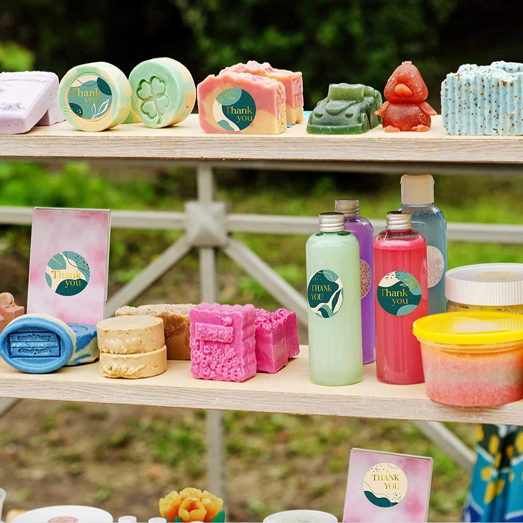 Cuộn 500 Nhãn Dán Tròn In Chữ Thank You Trang Trí Túi Quà