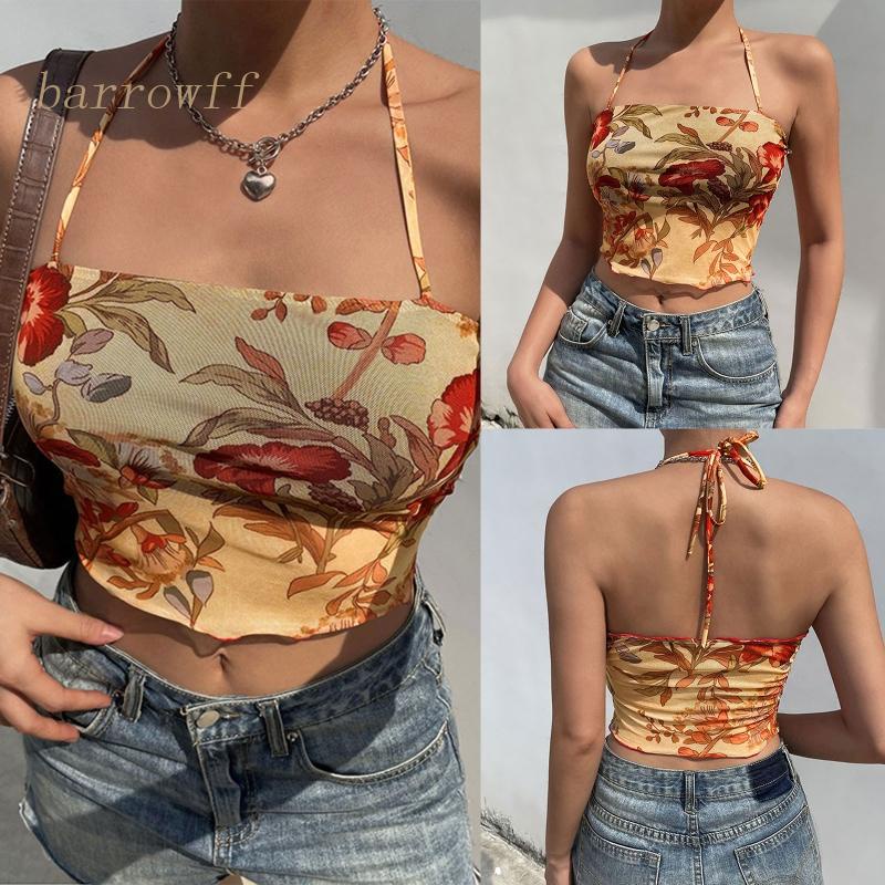 Brroa Áo Ống Không Tay Dạng Lưới Viền Vải Lưới Họa Tiết Hoa Cổ Điển Quyến Rũ Mùa Hè Cho Nữ