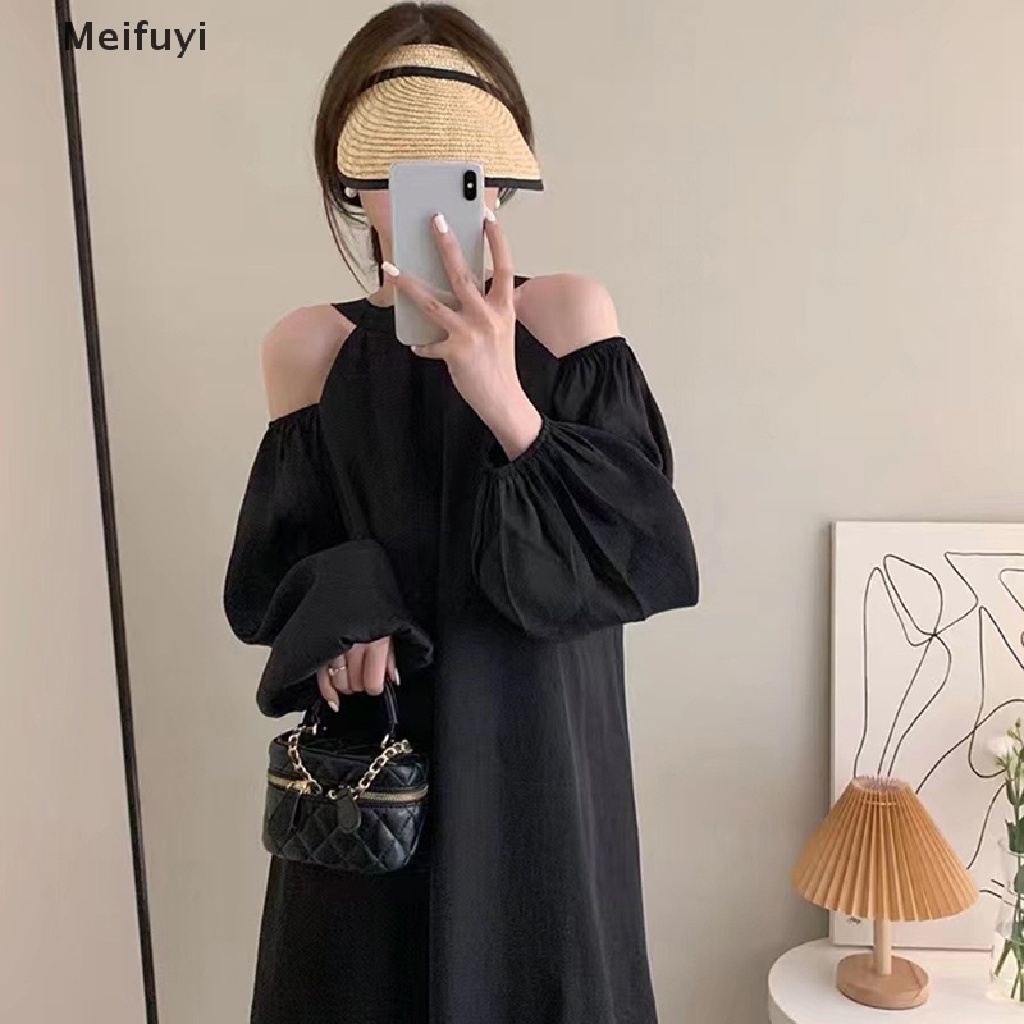 Đầm Mini Vải Voan Tay Dài Trễ Vai Màu Sắc Trơn Kiểu Pháp Thời Trang Mùa Hè Cho Nữ