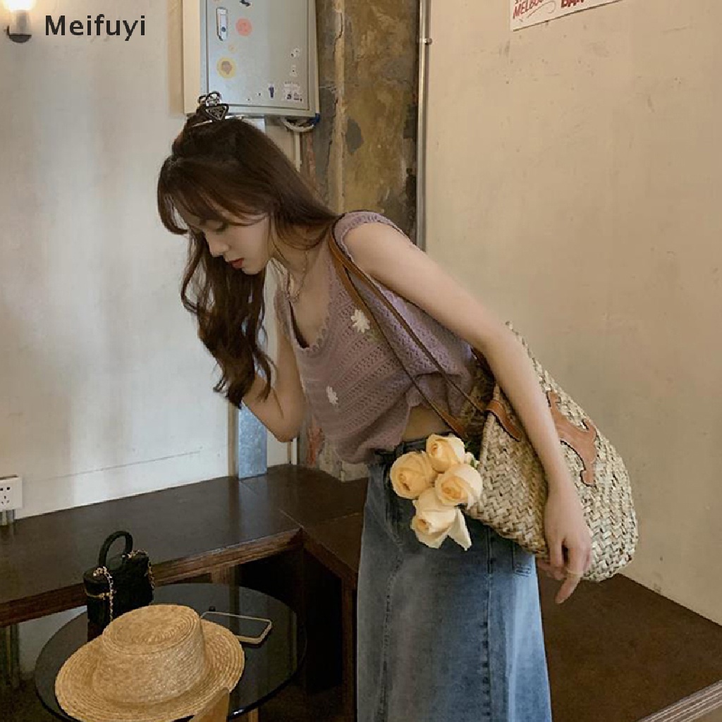 Áo Hai Dây Dệt Kim Thêu Hoa Rỗng Mùa Hè Cho Nữ