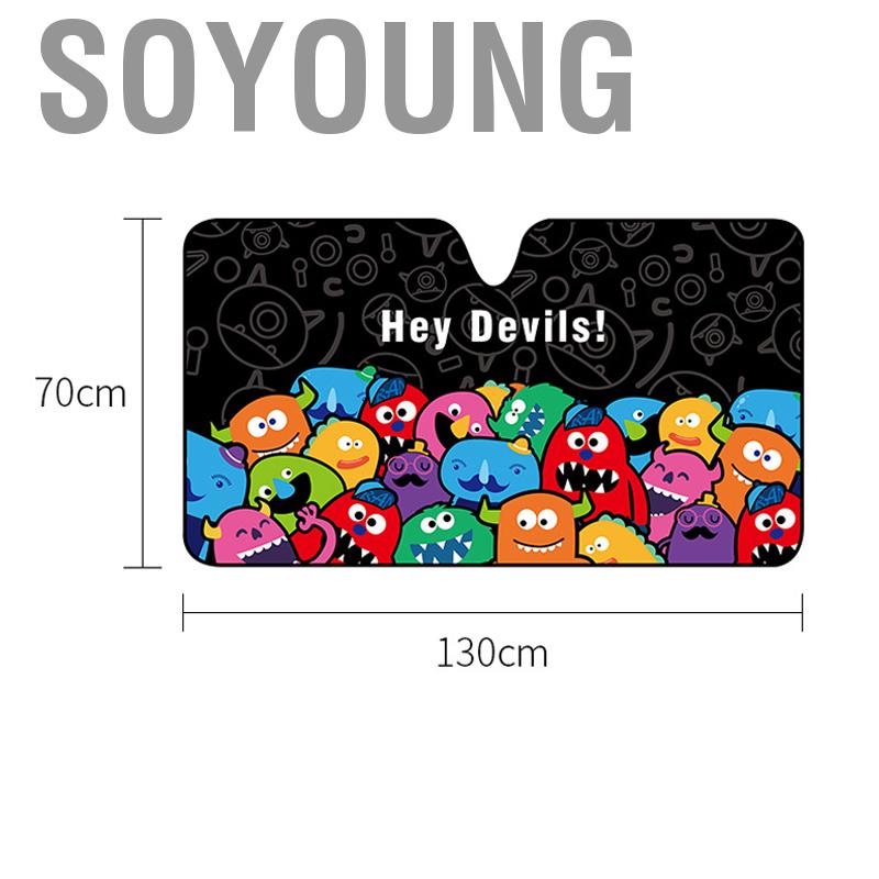 Soyoung Car Windshield Sun Shade Cartoon Cute Front Window Sunshades Heat Insulation Visor Cover Small Size