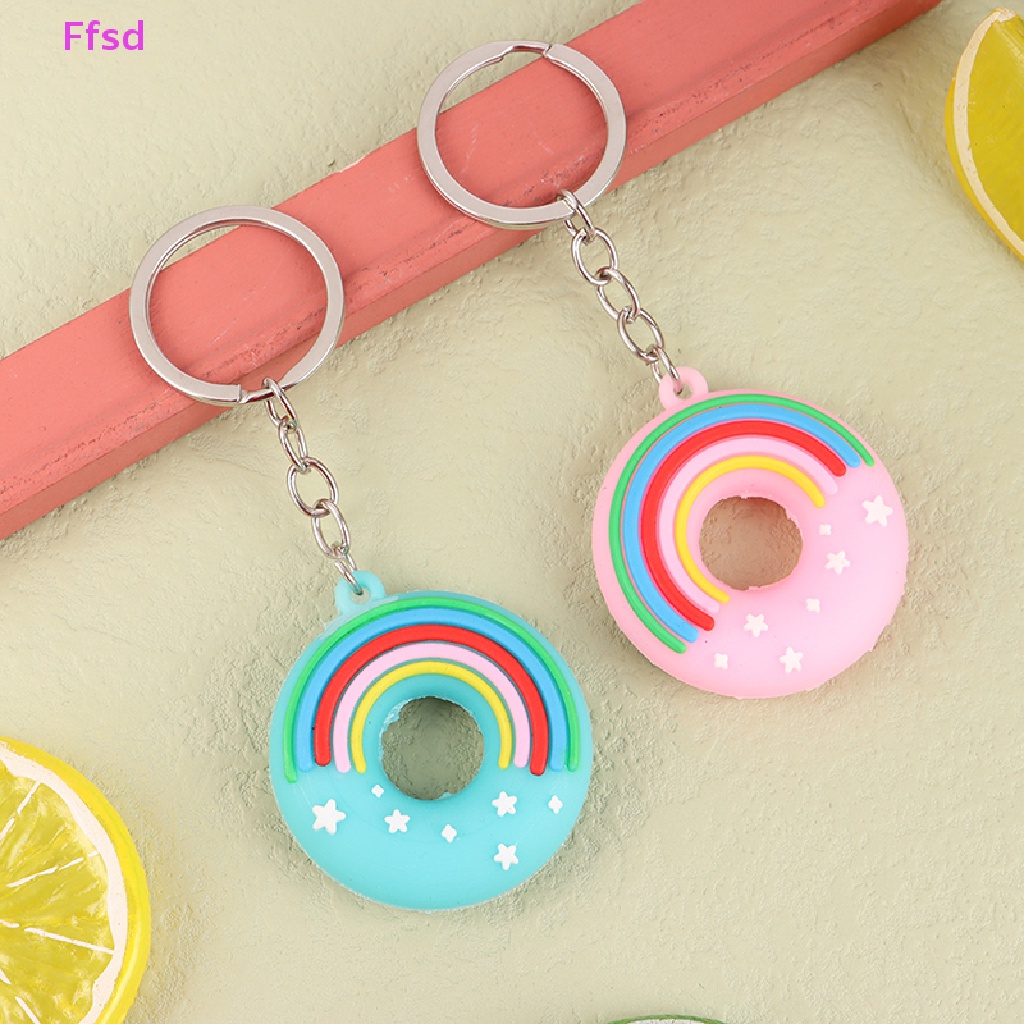 {Ffsd} Móc Khóa Trang Trí Túi Xách Hình Bánh Donut Hoạt Hình Ngọt Ngào