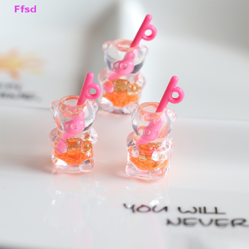 {Ffsd} Bộ 2 Ống Hút Bằng Nhựa Resin Hình Gấu Nhỏ Màu Dạ Quang Cho Trang Sức Nghệ Thuật Crafg