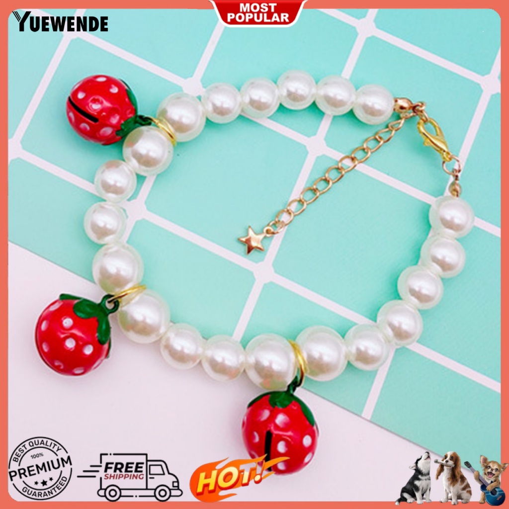 Dây Chuyền Đeo Cổ Bằng Kim Loại Trọng Lượng Nhẹ Họa Tiết Dâu Tây Dành Cho Thú Cưng