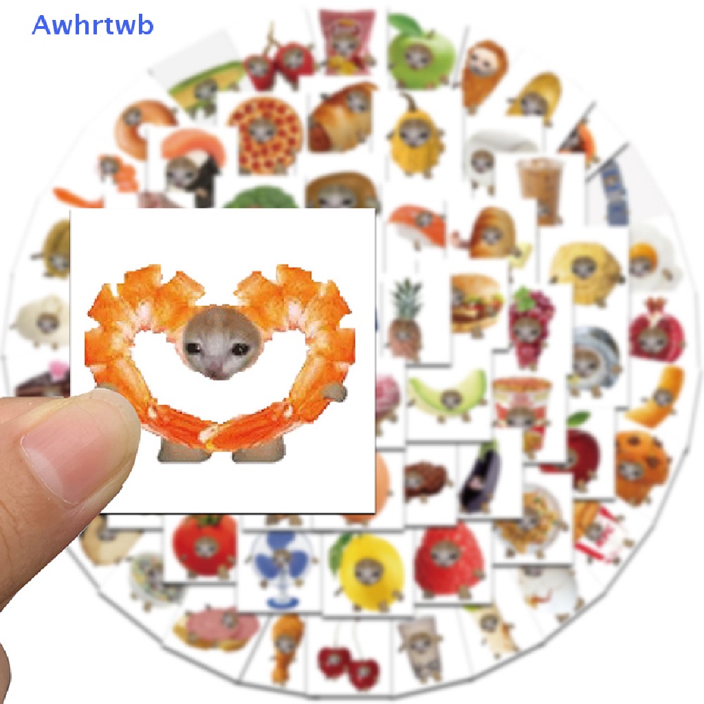 Bộ 69 Sticker Dán Trang Trí Hành Lý / Laptop / Ipad / Xe Hơi Hình Mèo Vui Nhộn Mới