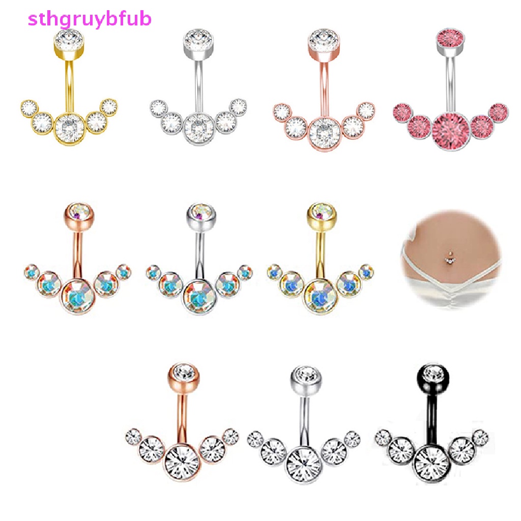 Khuyên Rốn Dạng Thanh Tạ Đính Đá Zircon Cho Nữ