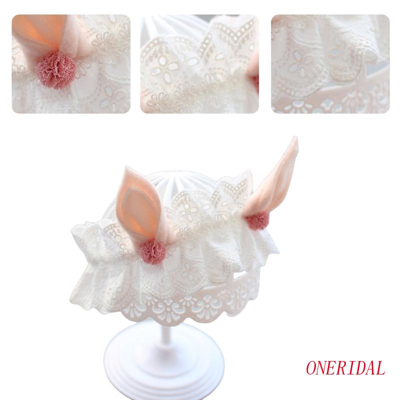 Băng Đô Tai Thỏ Phối Ren Co Giãn Dễ Thương Dành Cho Bé Gái