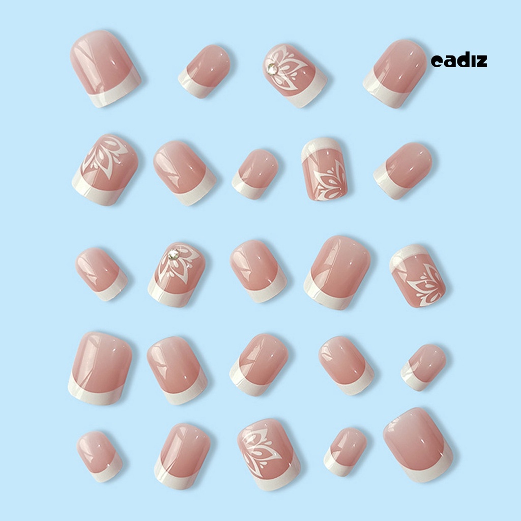 1 Bộ Móng Tay Giả Che Phủ Toàn Diện Kèm Keo Dán DIY Phong Cách Pháp Cho Salon