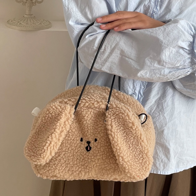 Túi Đeo Chéo Lông Thỏ Bông Mềm Mại Phong Cách Thu Đông Mới Cho Nữ