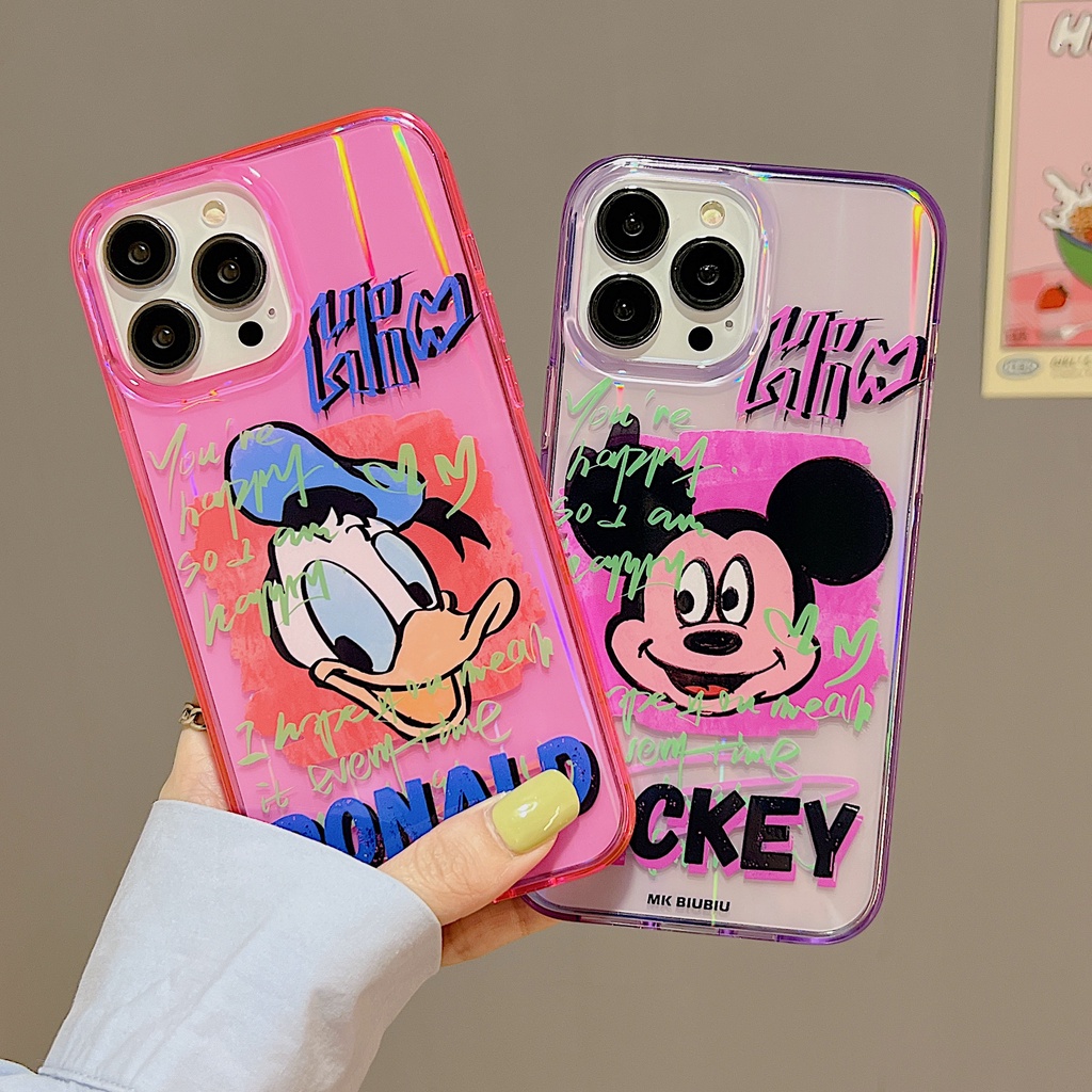 Donald Duck Ốp Điện Thoại TPU Mềm Trong Suốt Dạ Quang In Hình Mickey / Vịt Donald Cho iPhone 14 13 12 Pro Max