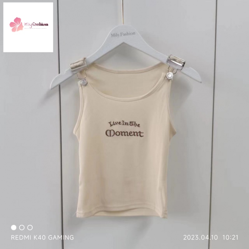 Áo Hai Dây Mỏng Vừa Vặn Mùa Hè Thêu Chữ Phong Cách Mỹ Thiết Kế Mới Cho Nữ