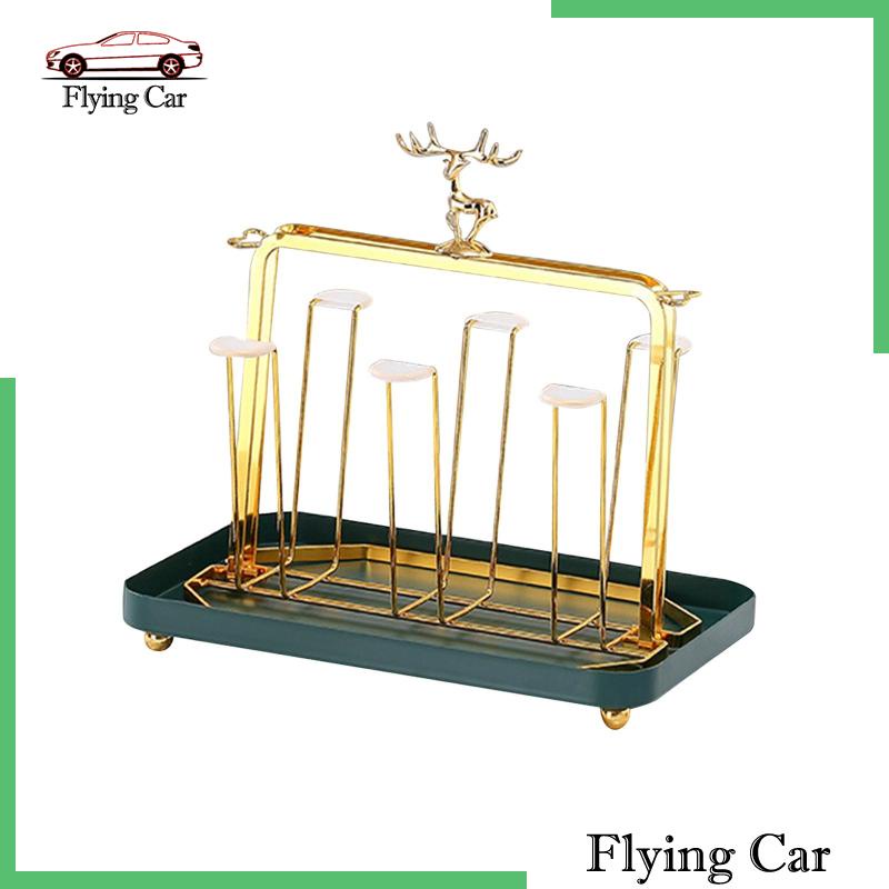 Giá Đỡ Cốc 6 Ngăn Bằng Kim Loại Sang Trọng Tiện Dụng Cho Văn Phòng / Lọ Gia Đình