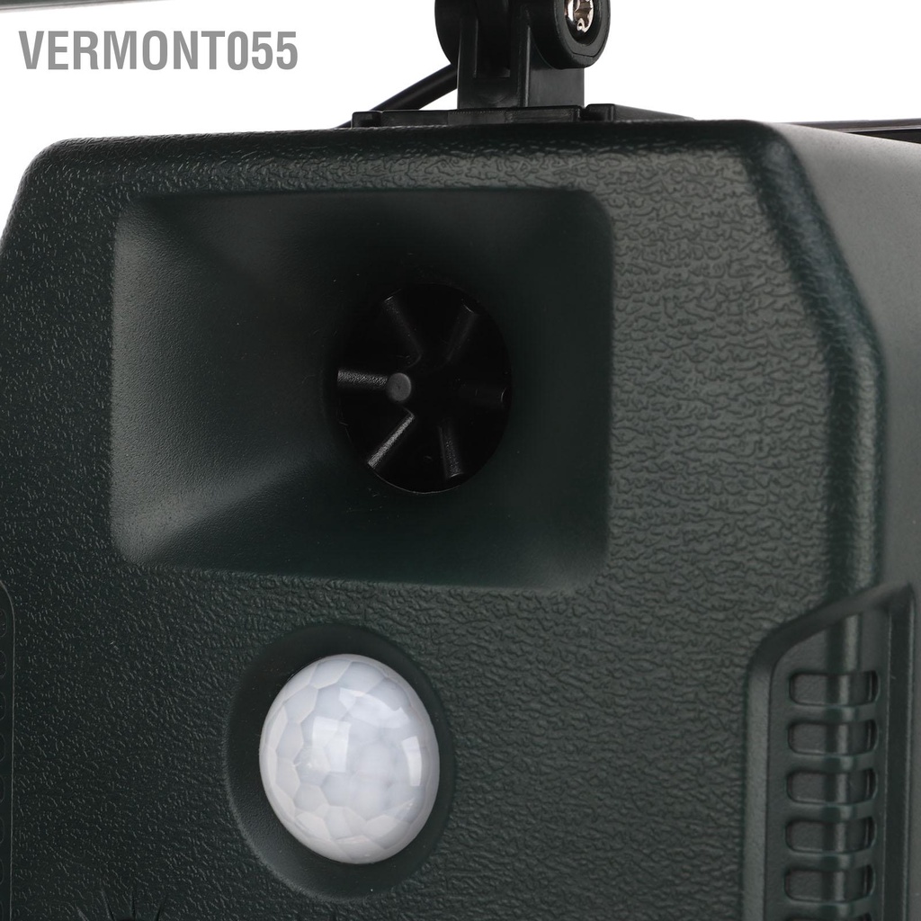 Vermont055 Thiết bị xua đuổi động vật siêu âm năng lượng mặt trời Đèn LED nhấp nháy IP55 ngăn chặn chống nước cho sân vườn trang trại cây ăn trái