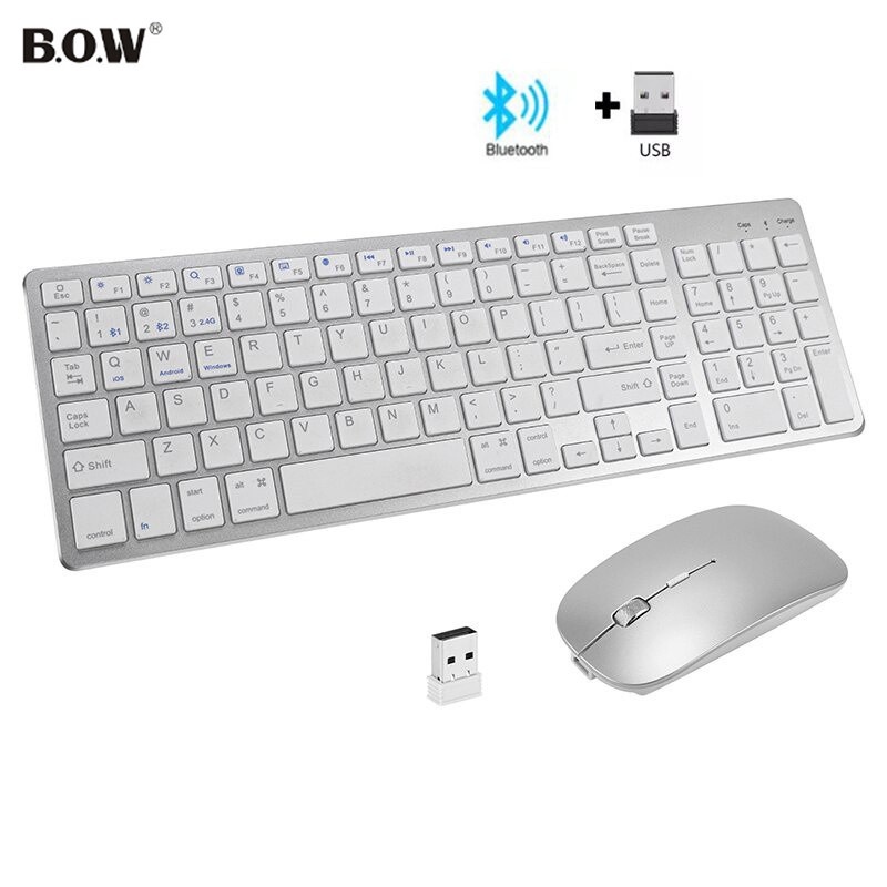 Bộ Bàn Phím Bluetooth Không Dây 3 Chế Độ Có Thể Sạc Lại Cho Laptop Máy Tính Bảng PC