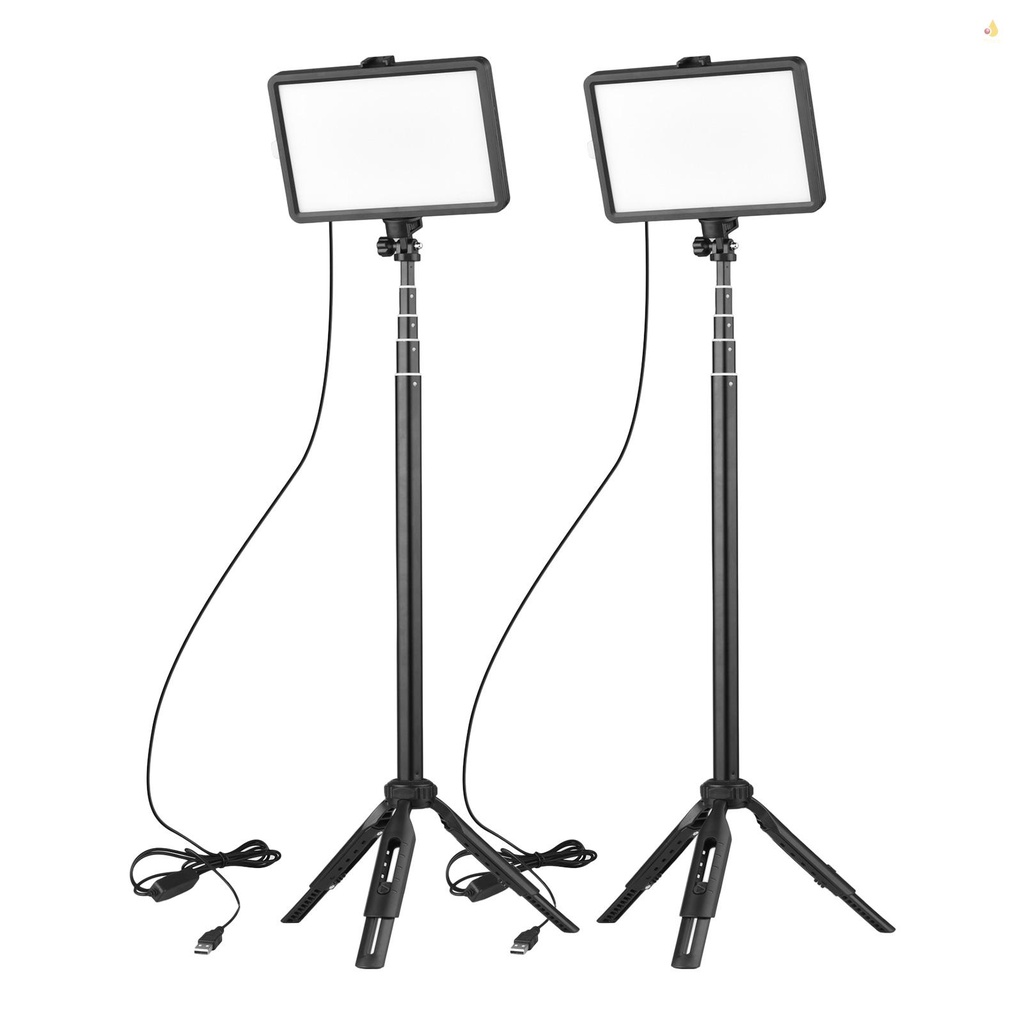 Đèn LED Andoer Hai Màu 2 * 3200K-5600K 10 Mức Độ Sáng + 2 * Tripod Max.148cm / 58in + 8 * Màu Sắc