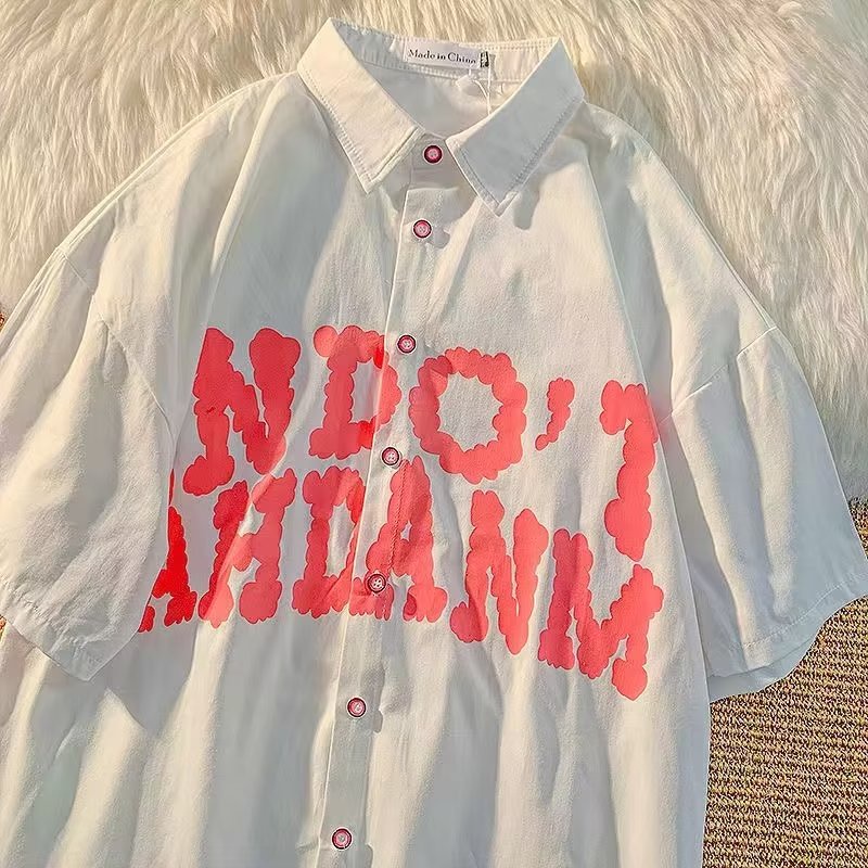 Áo Sơ Mi Ngắn Tay Thêu Họa Tiết Phong Cách Hip Hop Nhật Bản Thời Trang Mùa Hè Hàng Mới Dành Cho Nam