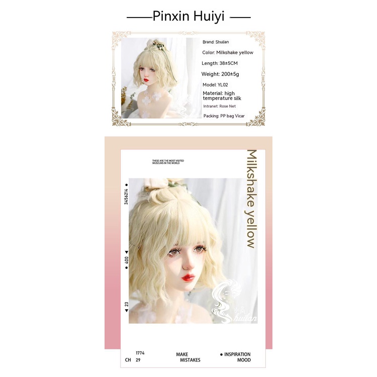 Bộ Tóc Giả Ngắn Xoăn Phong Cách Lolita Thời Trang Cho Nữ