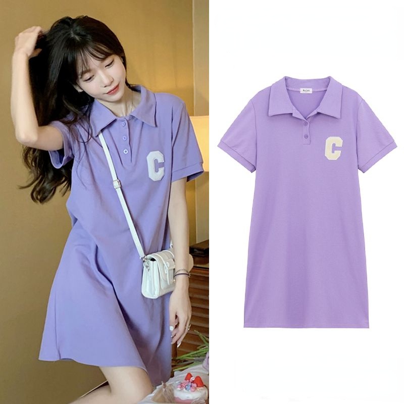 Đầm Polo Ngắn Tay Dáng Rộng Thời Trang Mùa Hè Hàn Quốc Dành Cho Nữ