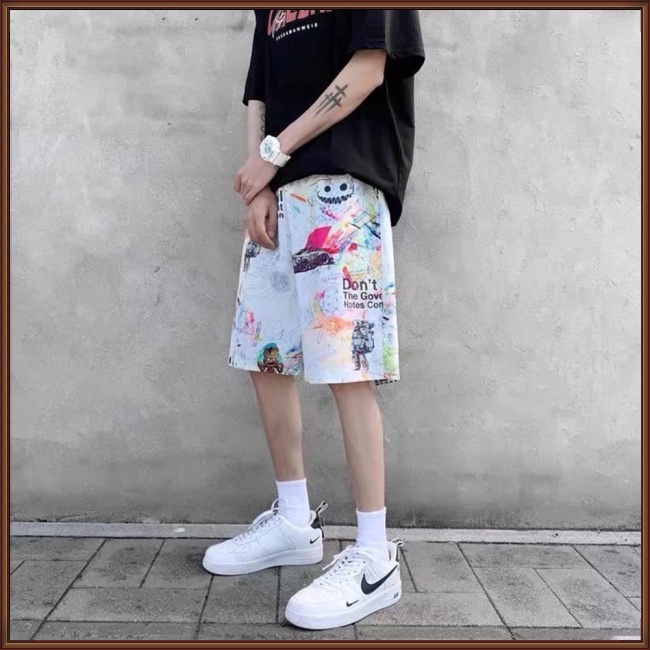 Quần Short Đi Biển Dáng Suông Có Túi In Họa Tiết Phong Cách Hawaii Thời Trang Cho Nam