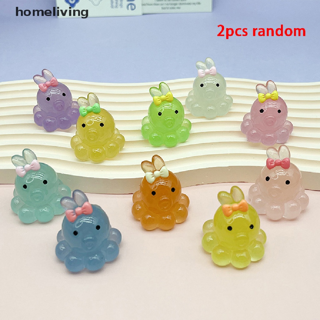 Bộ 2 Tượng Bạch Tuộc Mini Bằng Nhựa Phát Sáng Trang Trí Bảng Điều Khiển Xe Hơi