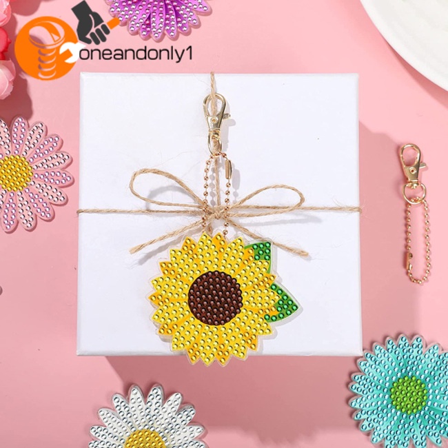 Set 12 Móc Khóa Hình Hoa Hướng Dương Đính Đá Xinh Xắn