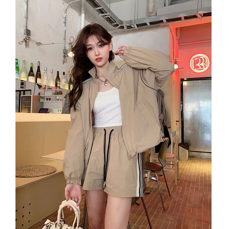 Set Đồ Thể Thao Dài Tay Form Rộng Màu Tương Phản Thời Trang Mùa Hè Mới Cho Nữ